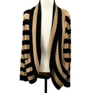 INC International Concepts Cardigan Striped Black and Beige Size M